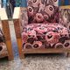Pair club art deco armchair, carved wood structure, period 1930/50