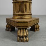 Pair of Gilt Wooden Pedestals with Plaster Decoration, France 19th Century