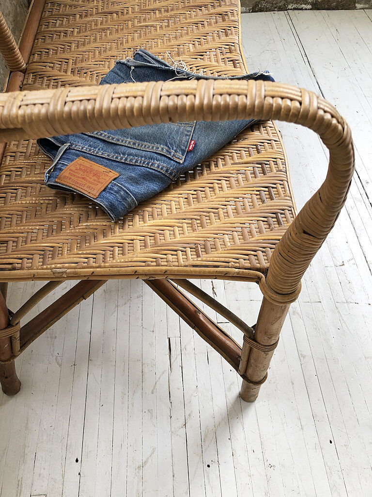 Old wicker and rattan bench