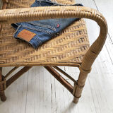 Old wicker and rattan bench