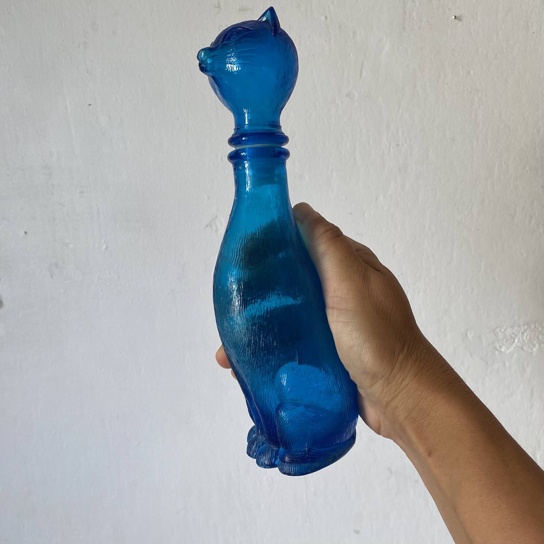 Carafe empoli chat bleu années 60-70