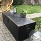 Old chest or wooden trunk black patina