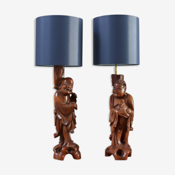 Chinese table lamps pair