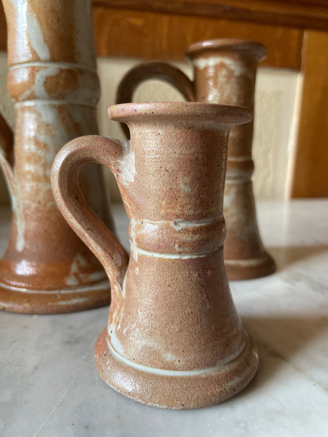 Vintage stoneware candlesticks