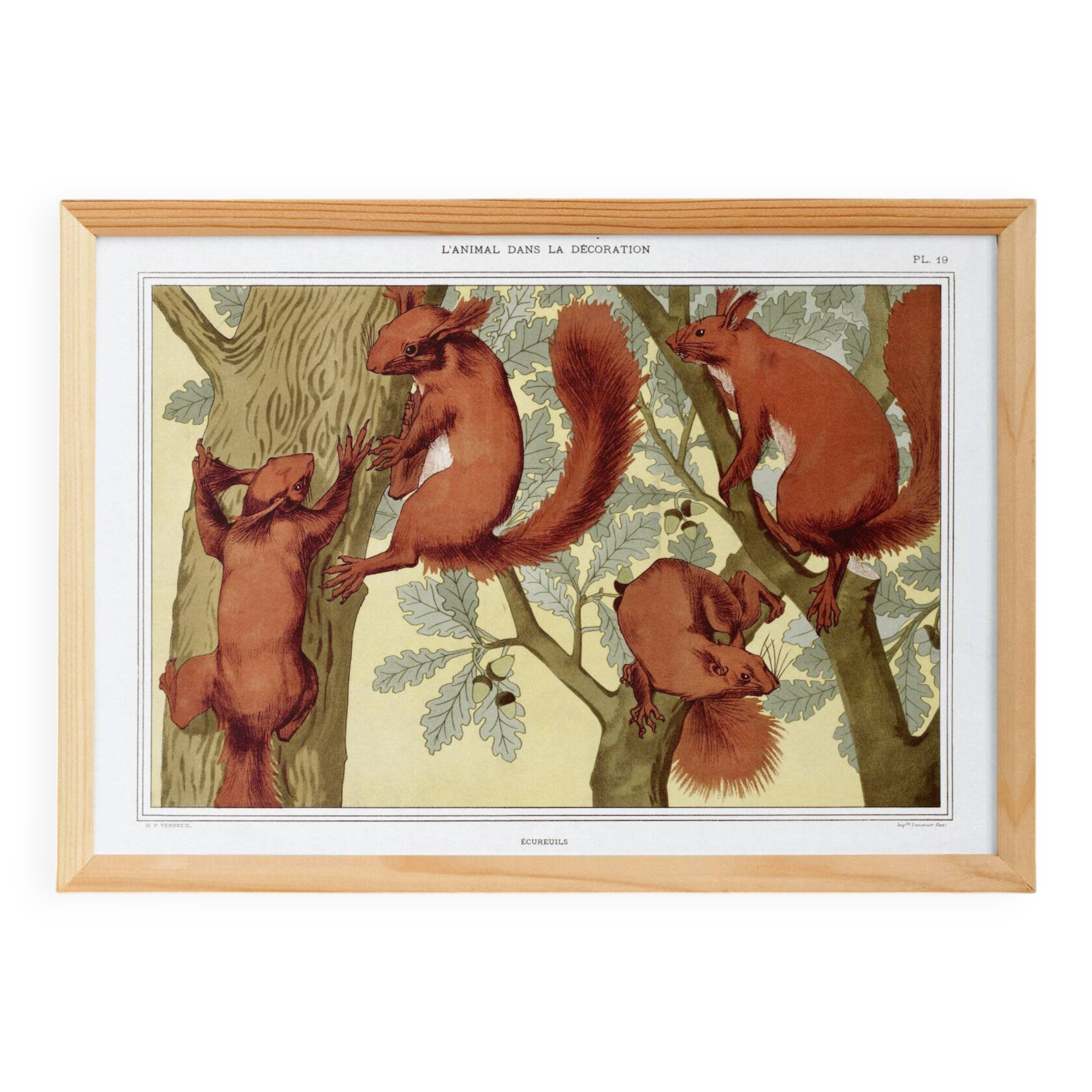 Poster "Squirrels", based on an Art Nouveau lithograph from 1897.