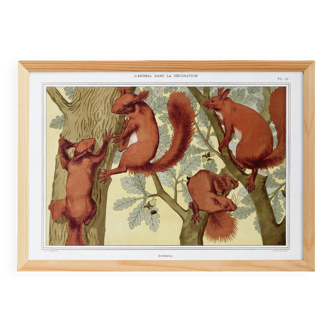 Poster "Squirrels", based on an Art Nouveau lithograph from 1897.