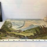 Large mountain landscape painting oil on canvas signed