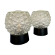 Pair of vintage wall lamps in molded glass and thermoplastic