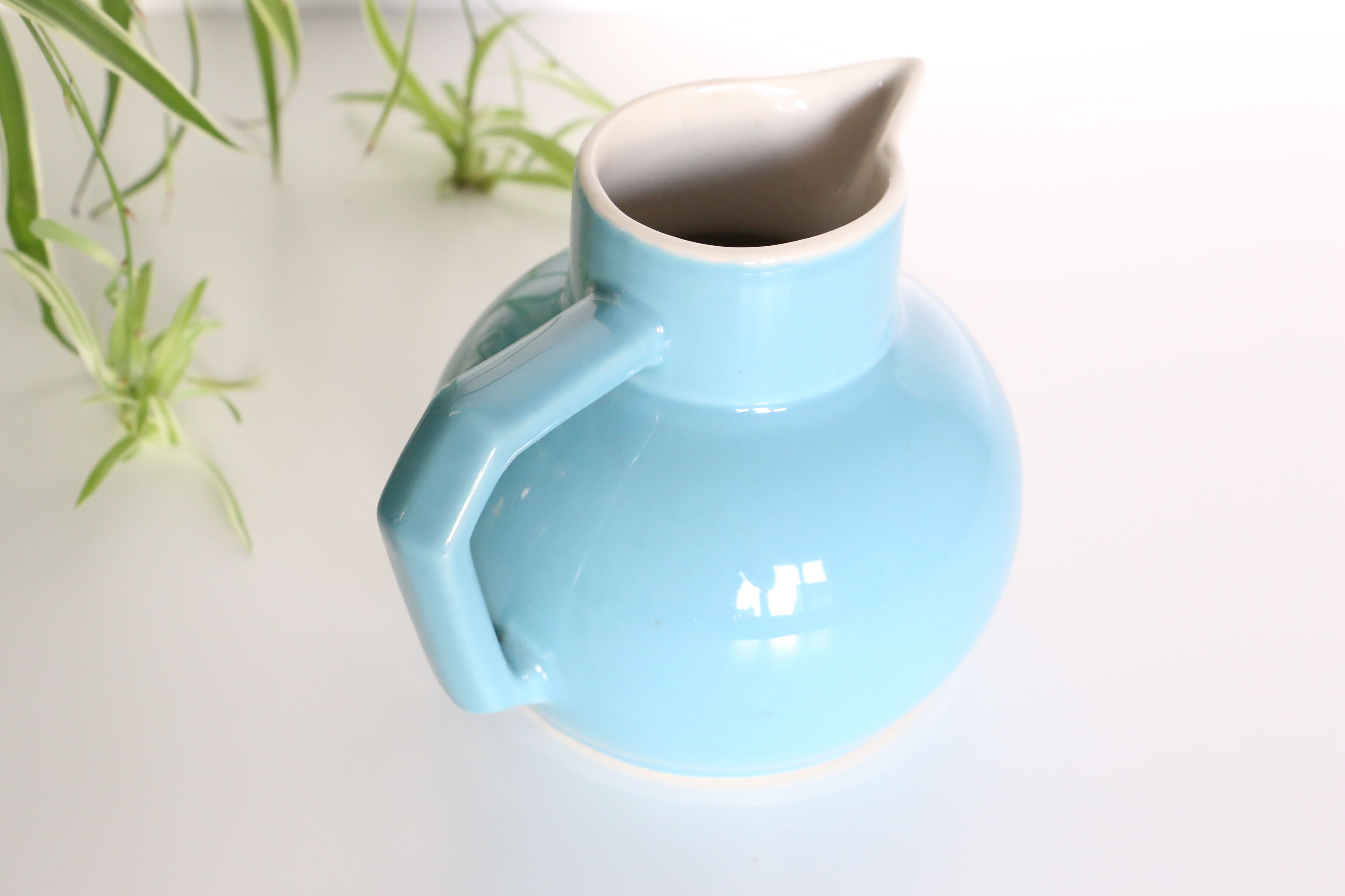 Blue water pitcher, plain, 1960s