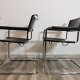 Mid-century chromed leather chairs