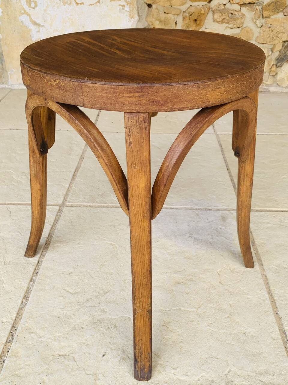 Curved Wood Stool Vintage, Baumann, Circa 1950s/1960s