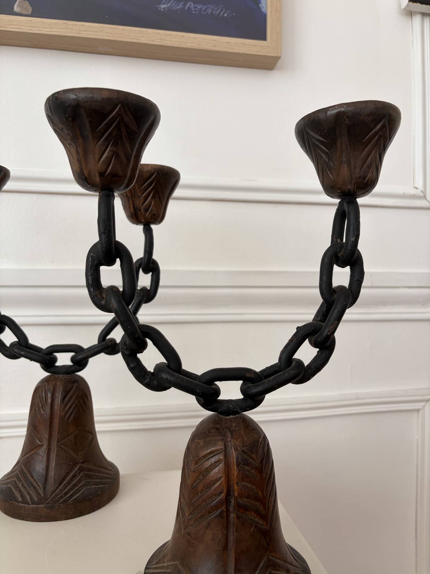 Brutalist pair of candlesticks