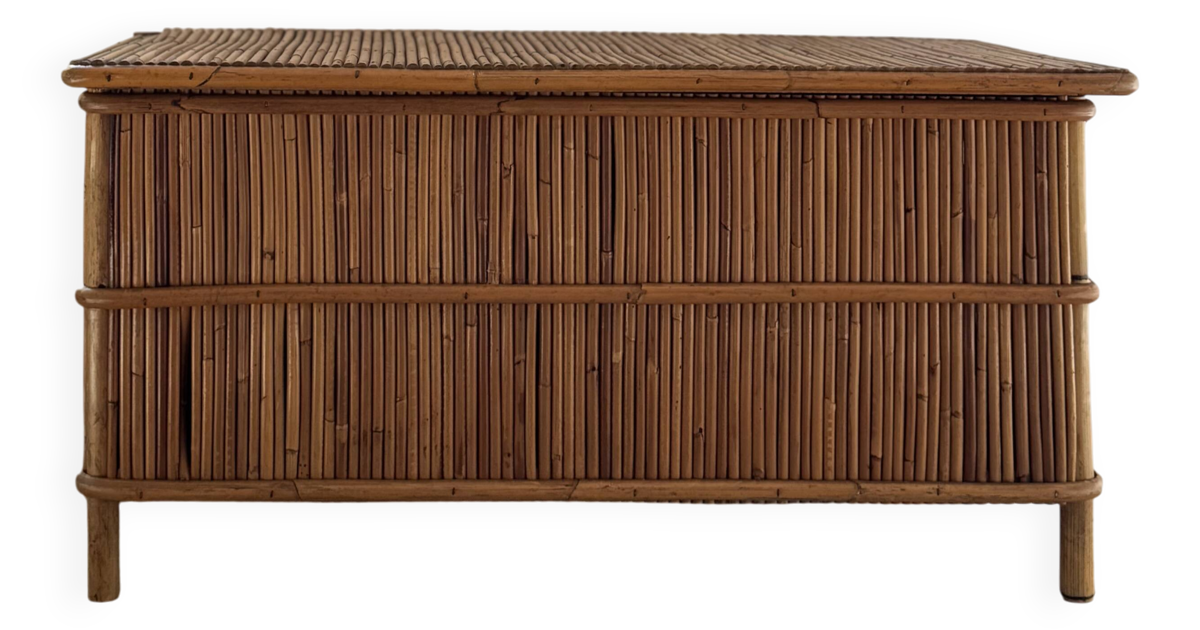 Vintage bamboo chest, 50s-60s, from the taste of Audoux-Minent