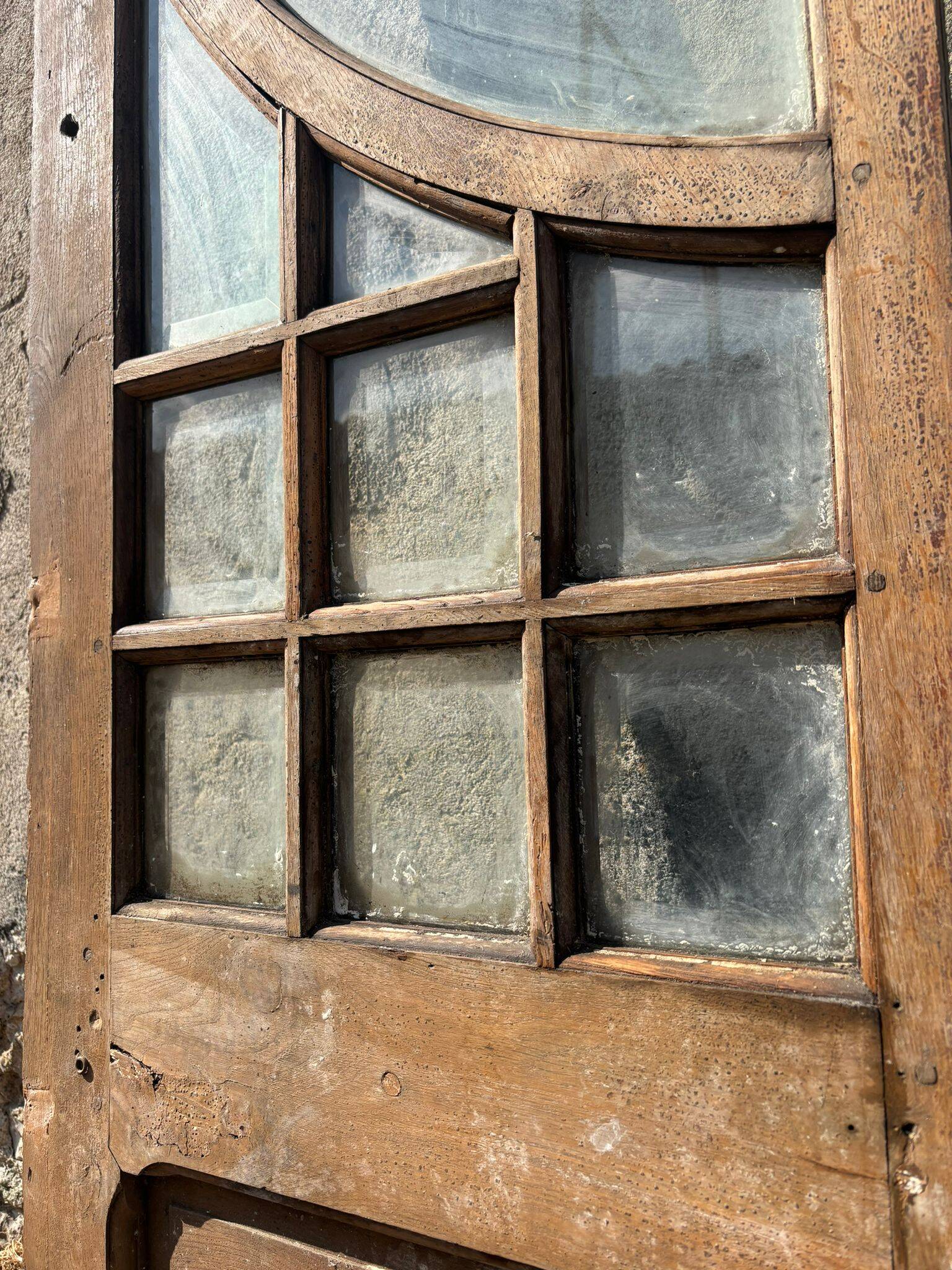 Single oak door with glass in the 19th/20th century