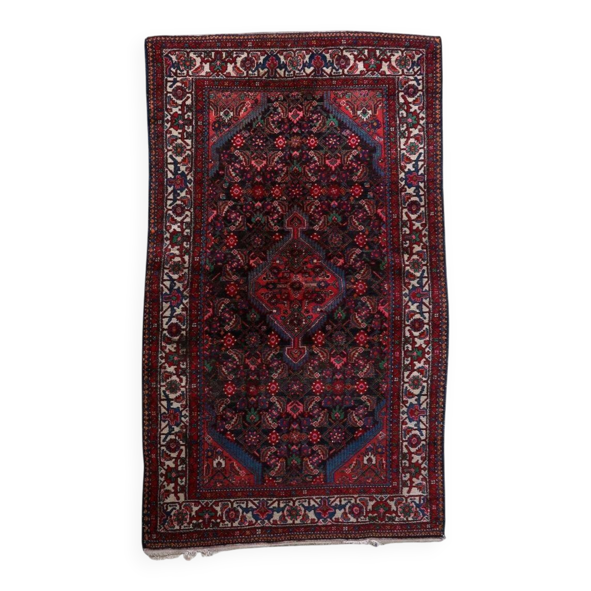 Handmade vintage Persian Malayer rug 129cm x 219cm 1960s