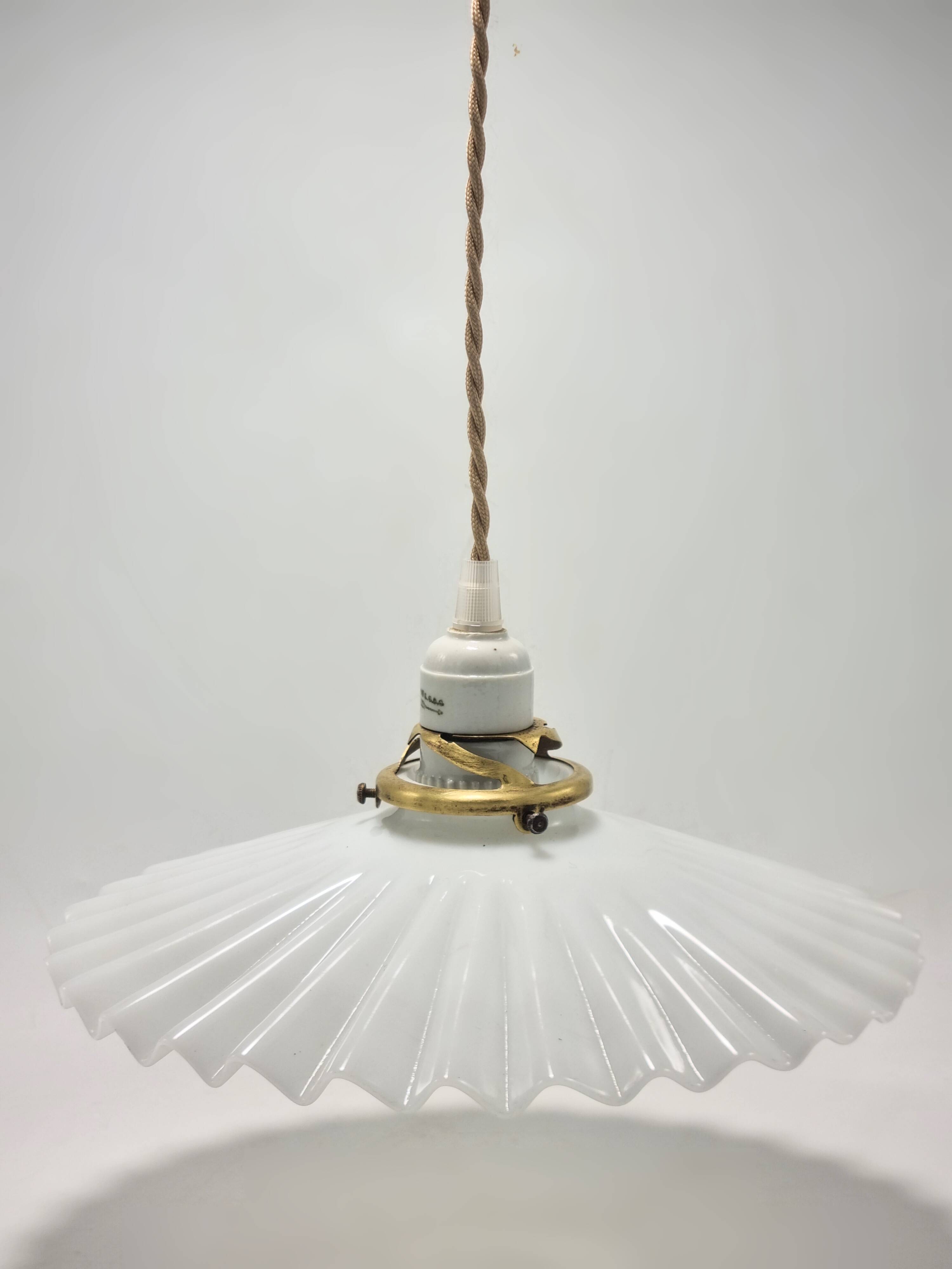 Opaline glass pendant light