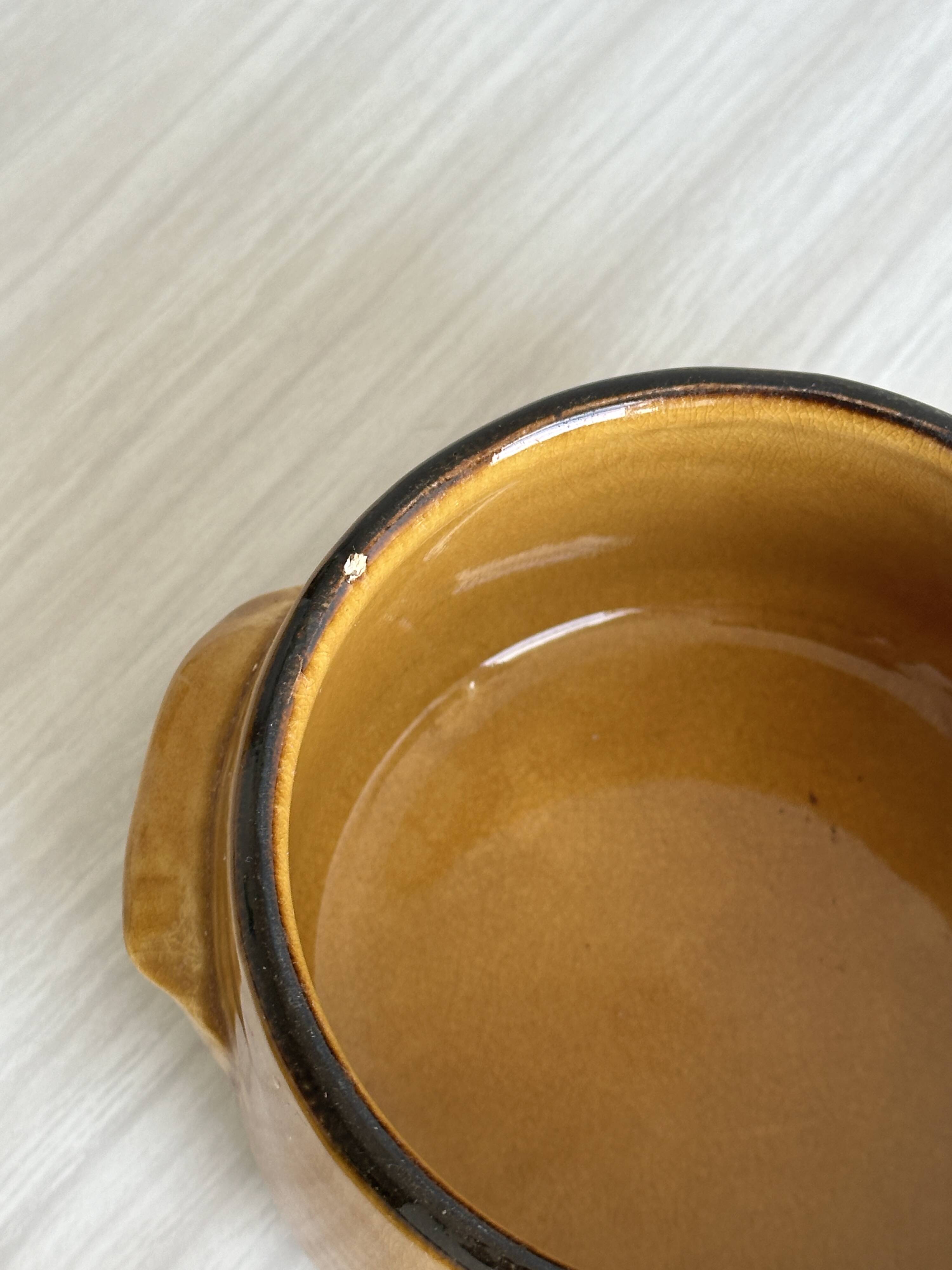 Yellow ceramic stoneware sugar bowl