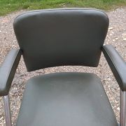 Pullman Armchair in Chrome Metal and Green Leatherette