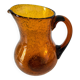 Pichet en verre soufflé bullé Biot signé – teinte ambre