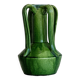 Pottery green ceramic vase with four handles.