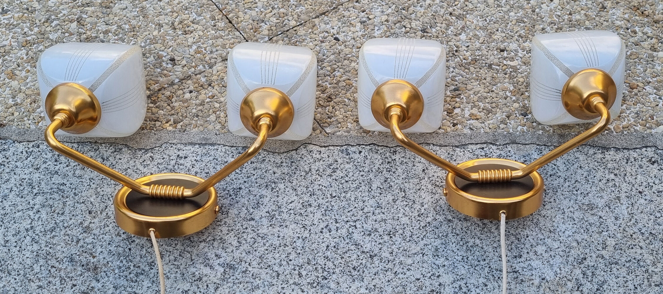 Pair of double wall lamps, tulips, Arlus edition, Paris, circa 50s