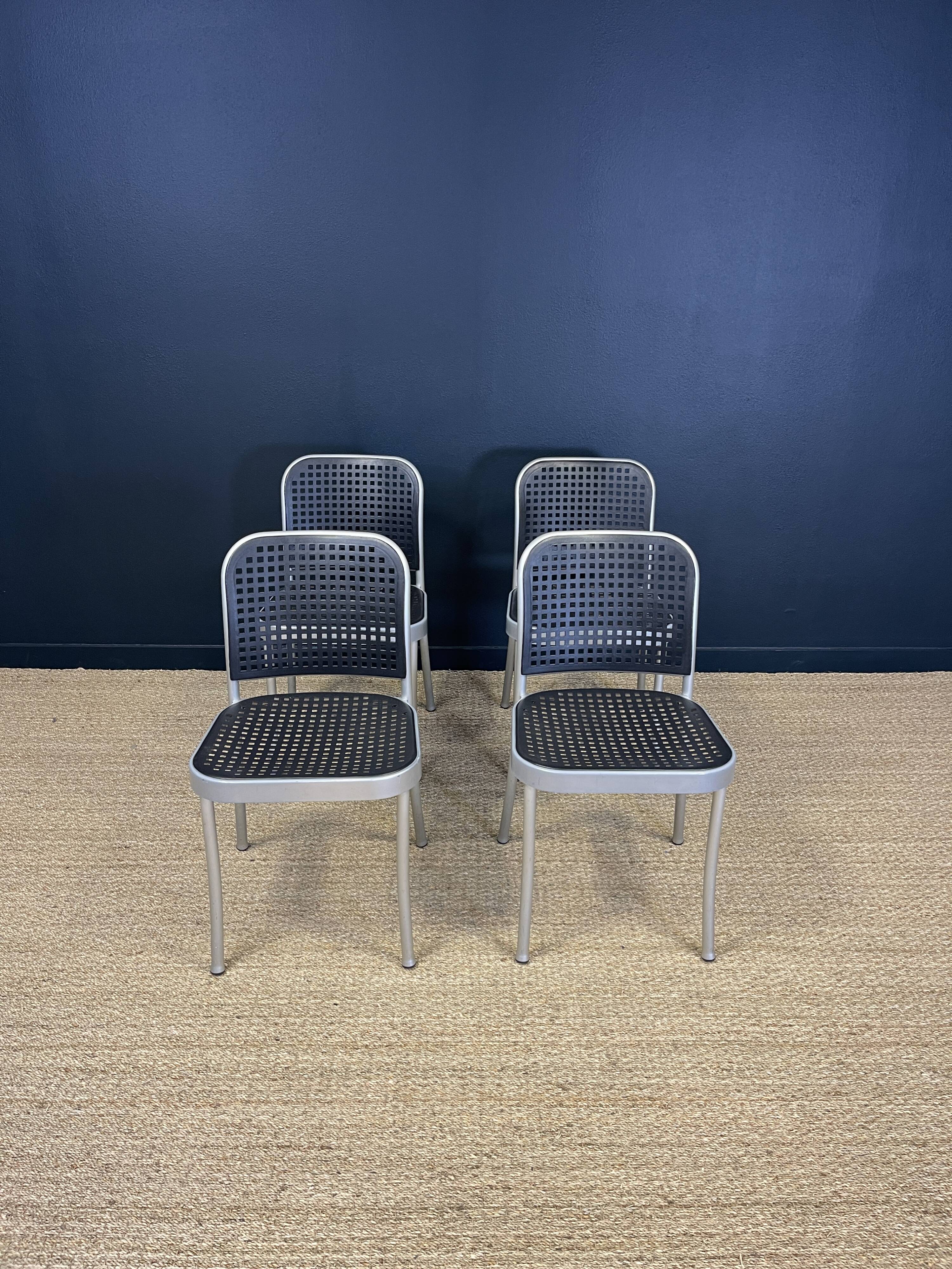 Set of 4 Silver chairs by Magistretti for Padova 1980 Italy