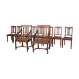 Set of 8 chairs and two fautuils of English style mahogany and mahogany veneer