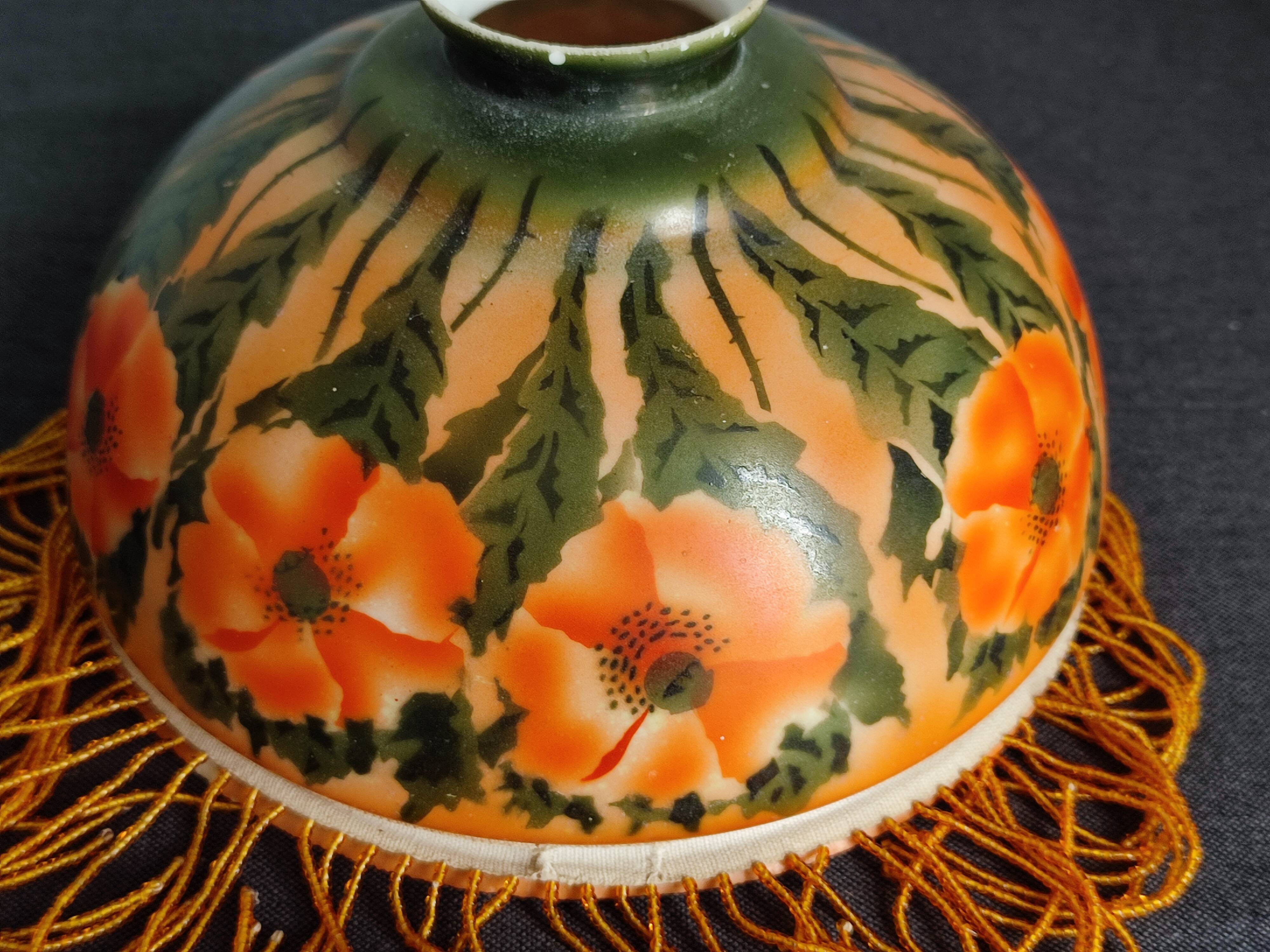 Old opaline and its tassels hanging lamp