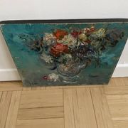 Old painting, oil on canvas bouquet of flowers