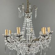 Crystal and bronze chandelier, 20th century
