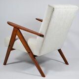 Vintage scandinavian armchair, 1960s, fully renovated, beige fabric