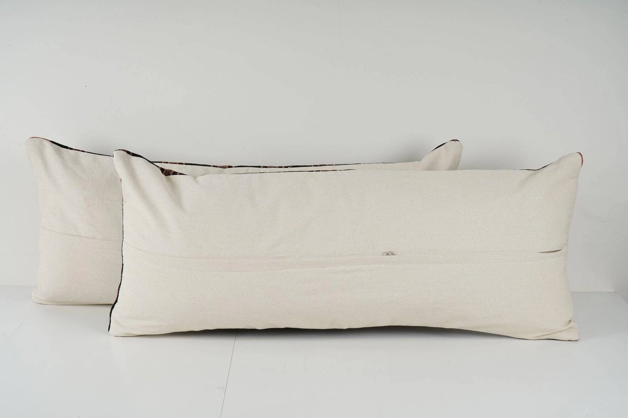 Lot de 2 housses de coussin kilim vintage 41x102 cm
