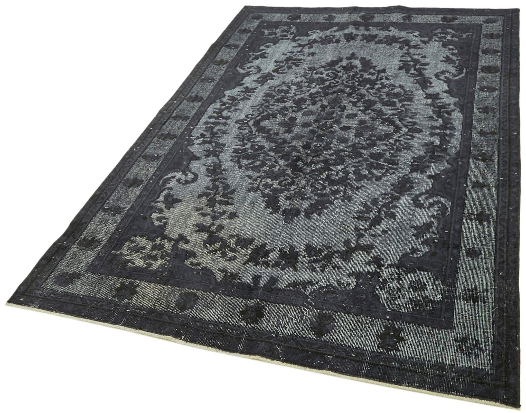 Hand-knotted antique anatolian 1970s 176 cm x 263 cm grey carpet