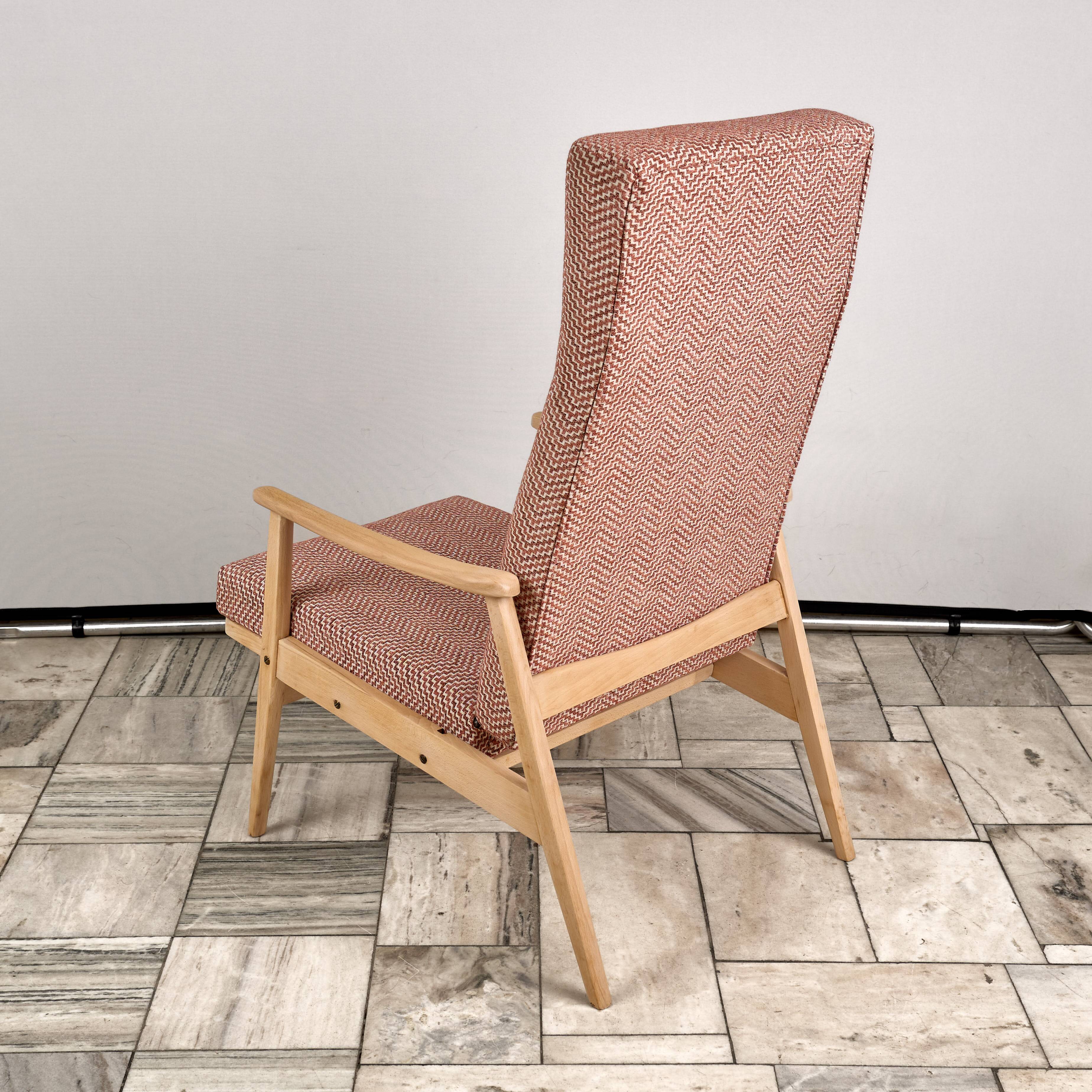 Vintage Recliner Armchair with Ottoman, 1960s, Czechoslovakia
