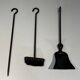 Modernist Fire Necessities in Steel and Brass with Hanging Tools, in the
