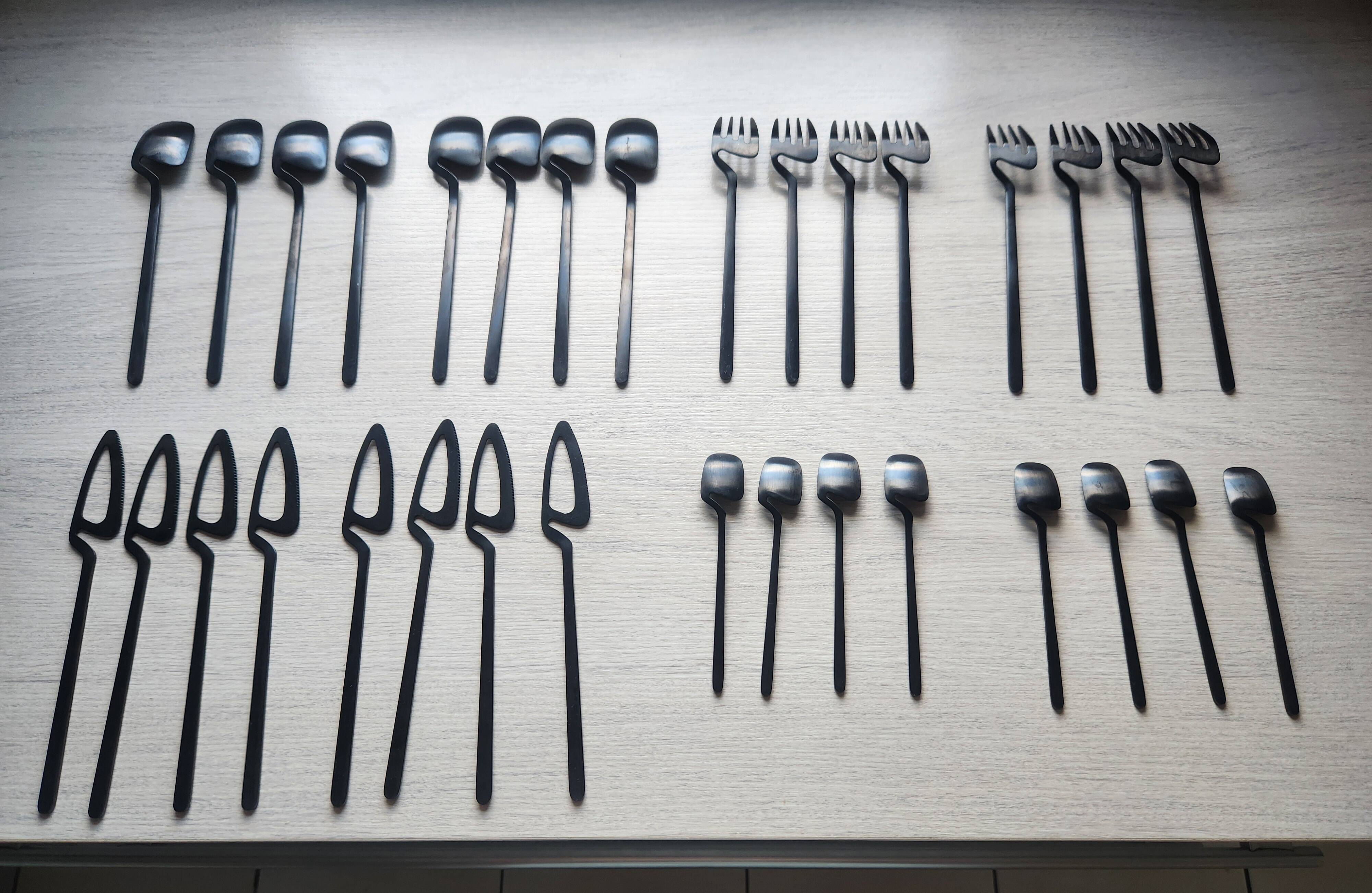 Ménagère inox noir Nendo designer japonais