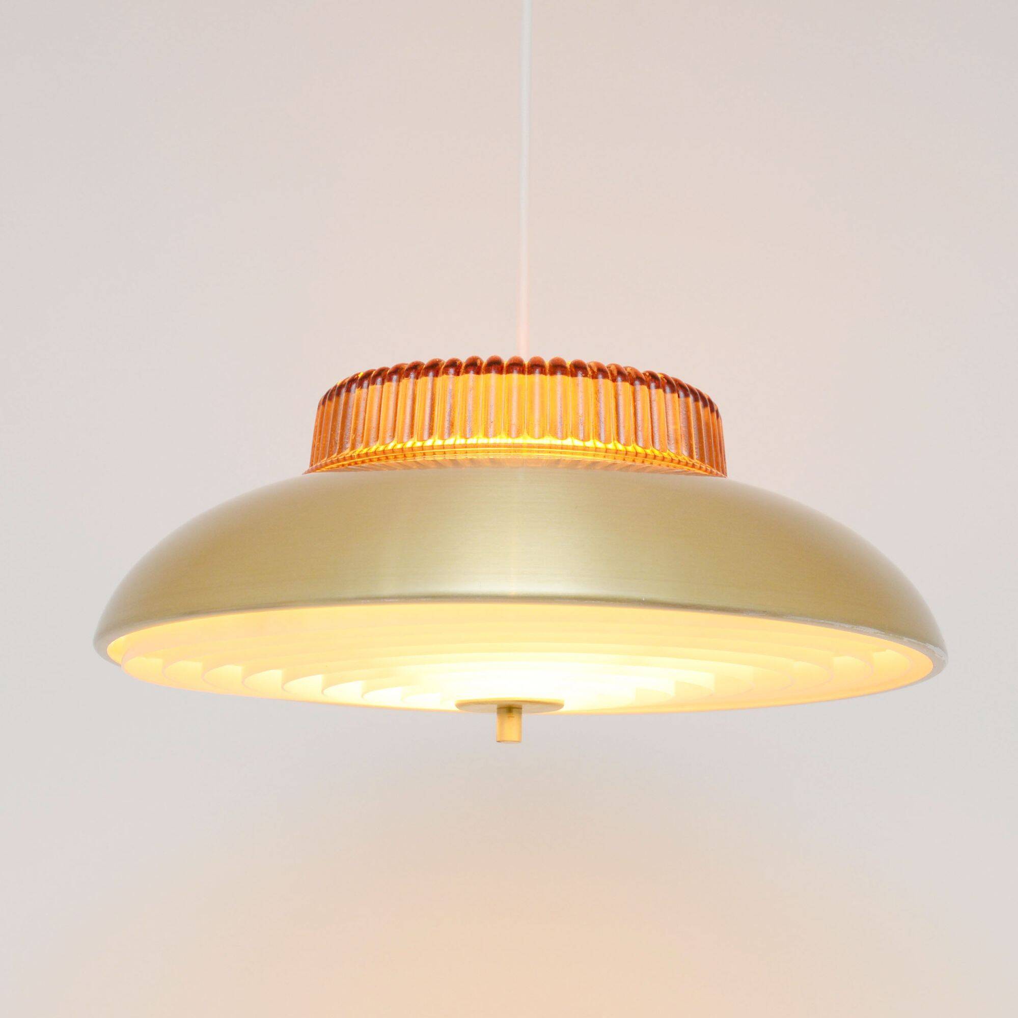 Scandinavian vintage lamp in brass and glass, 60's