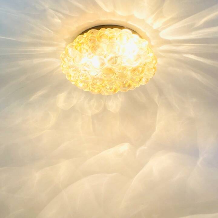 Large Mid-Century Amber Bubble Glass Ceiling Light by Helena Tynell, 1960s
