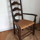 Brutalist armchair in woven straw