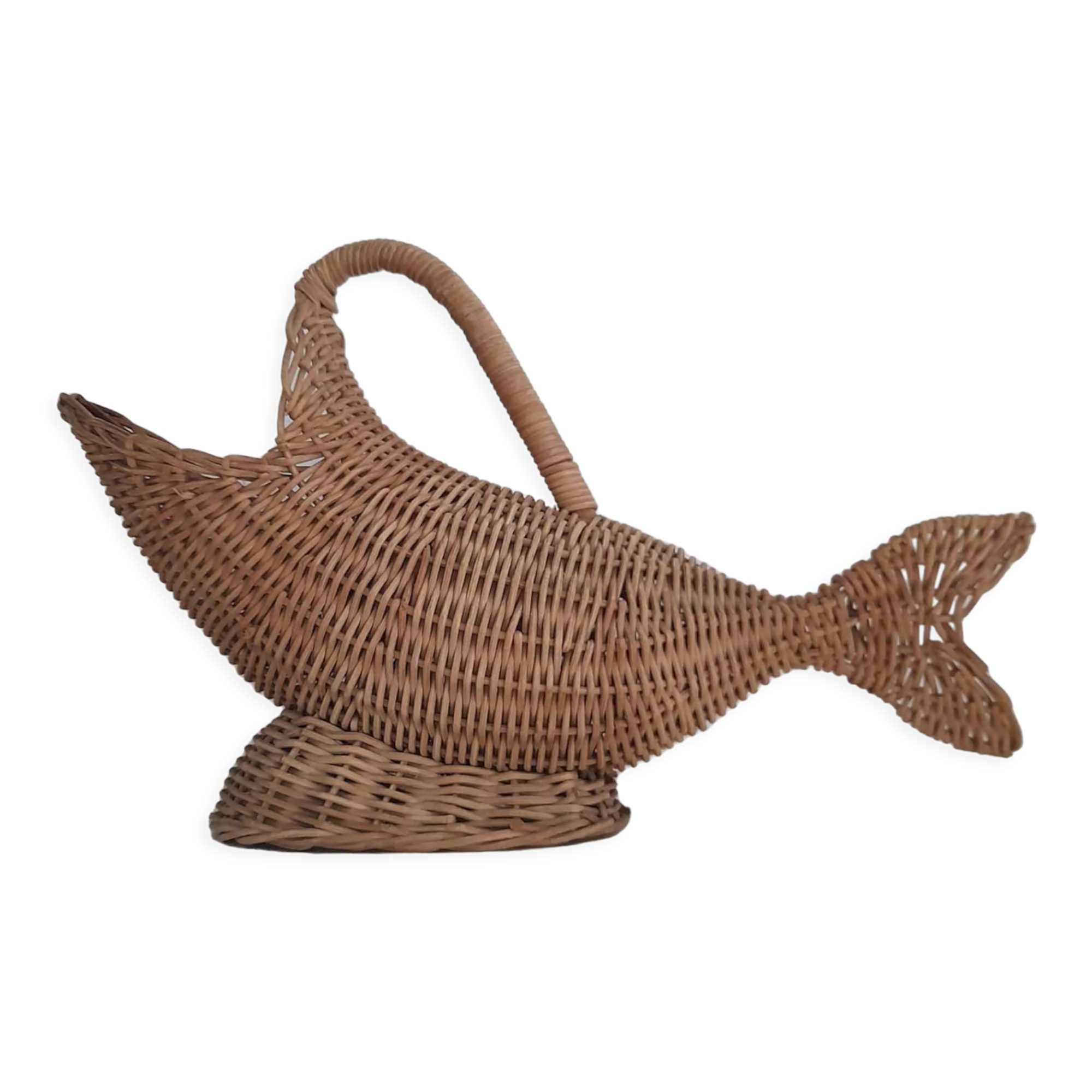 Wicker fish bottle basket