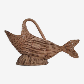 Panier porte bouteille poisson en osier