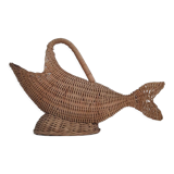 Panier porte bouteille poisson en osier