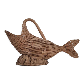 Panier porte bouteille poisson en osier