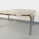 Vintage curved rectangular dining table in smoked glass and chrome metal
