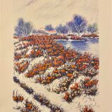 Reproduction tableau paysage coquelicots