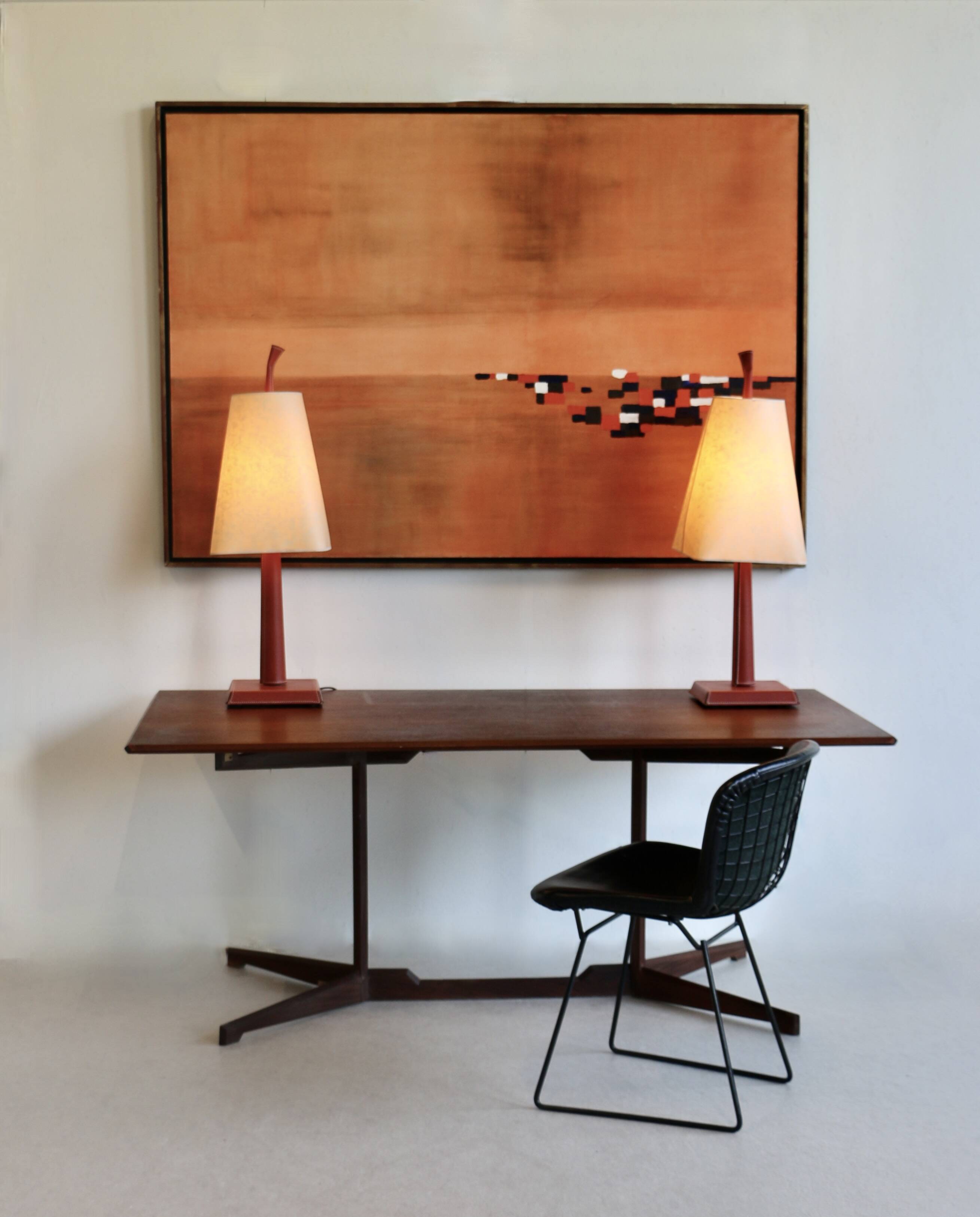 A large wooden desk. Italy 70s