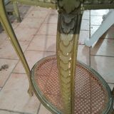 Old oval table with marble top, Louis XVI style