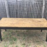 Farmhouse table in oak and poplar black patinated base and waxed wood top