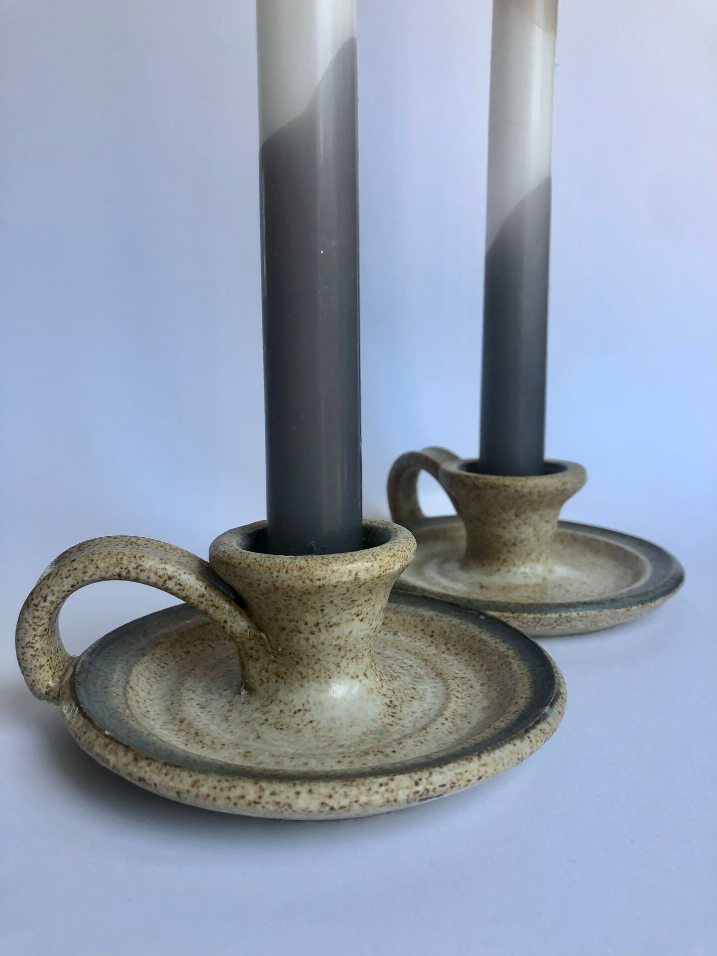 Handcrafted stoneware candle holders