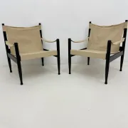 Set of mid-century Danish safari chairs by Erik Wørts for Niels Eilersen, 1960s